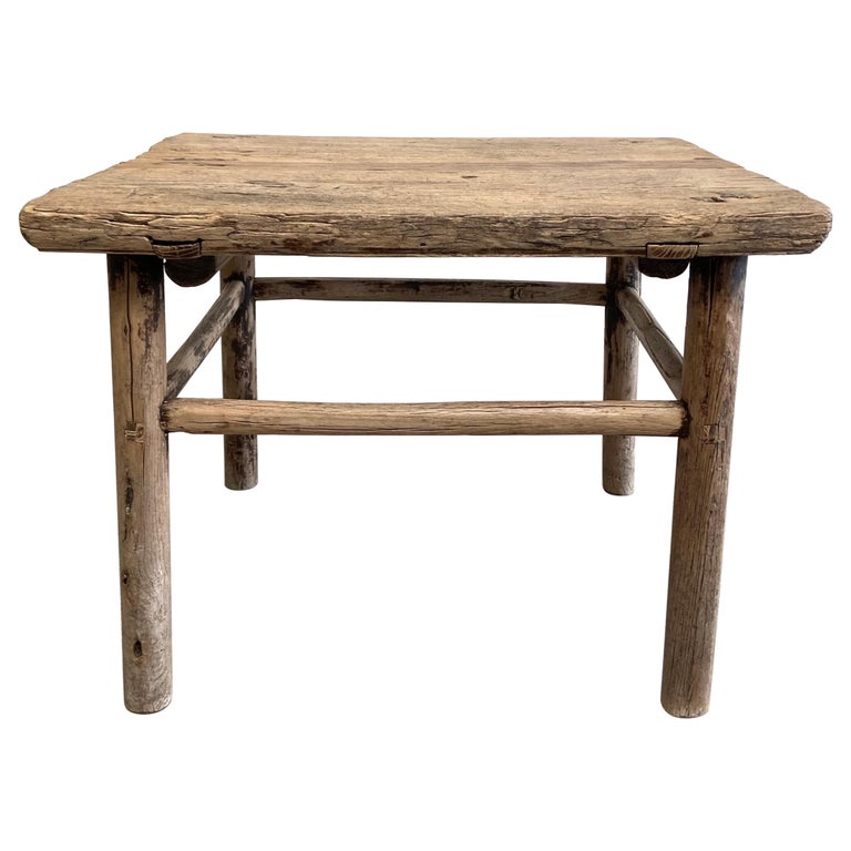 Vintage Elm Wood Side Table For Sale at 1stDibs
