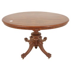 Victorian Oak/Burr Walnut Oval Breakfast/Loo Tilt Top Table, Scotland 1880 B699