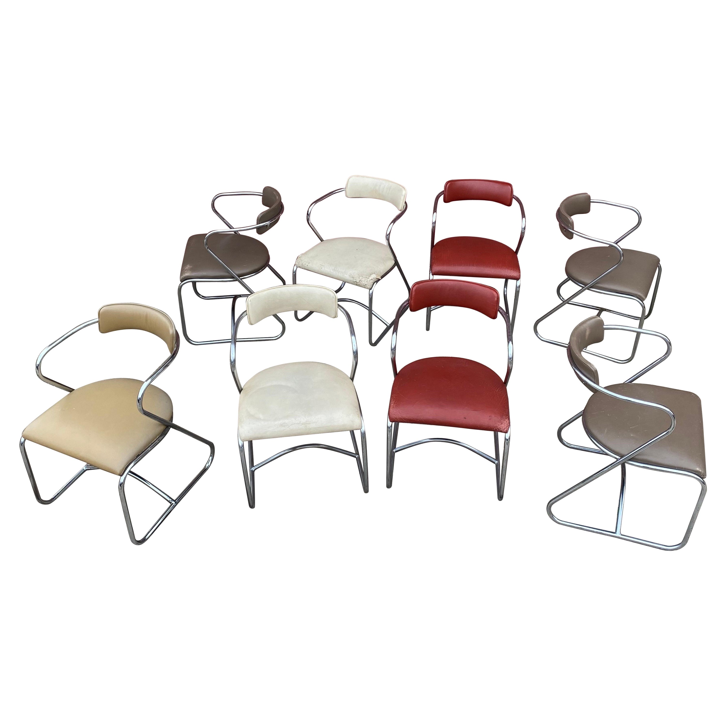 KEM Weber for Lloyd Chrome Set of 8 Z Chairs
