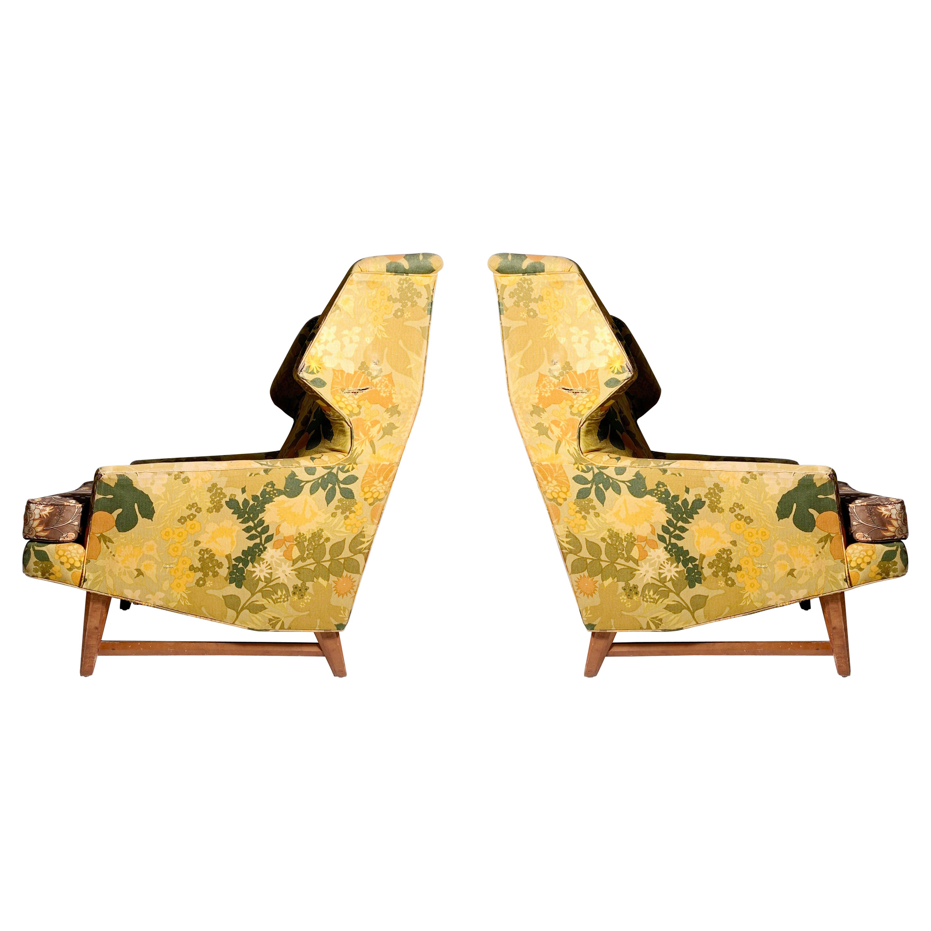Pair of Vintage Wingback Lounge Chairs attributed to Edward Wormley