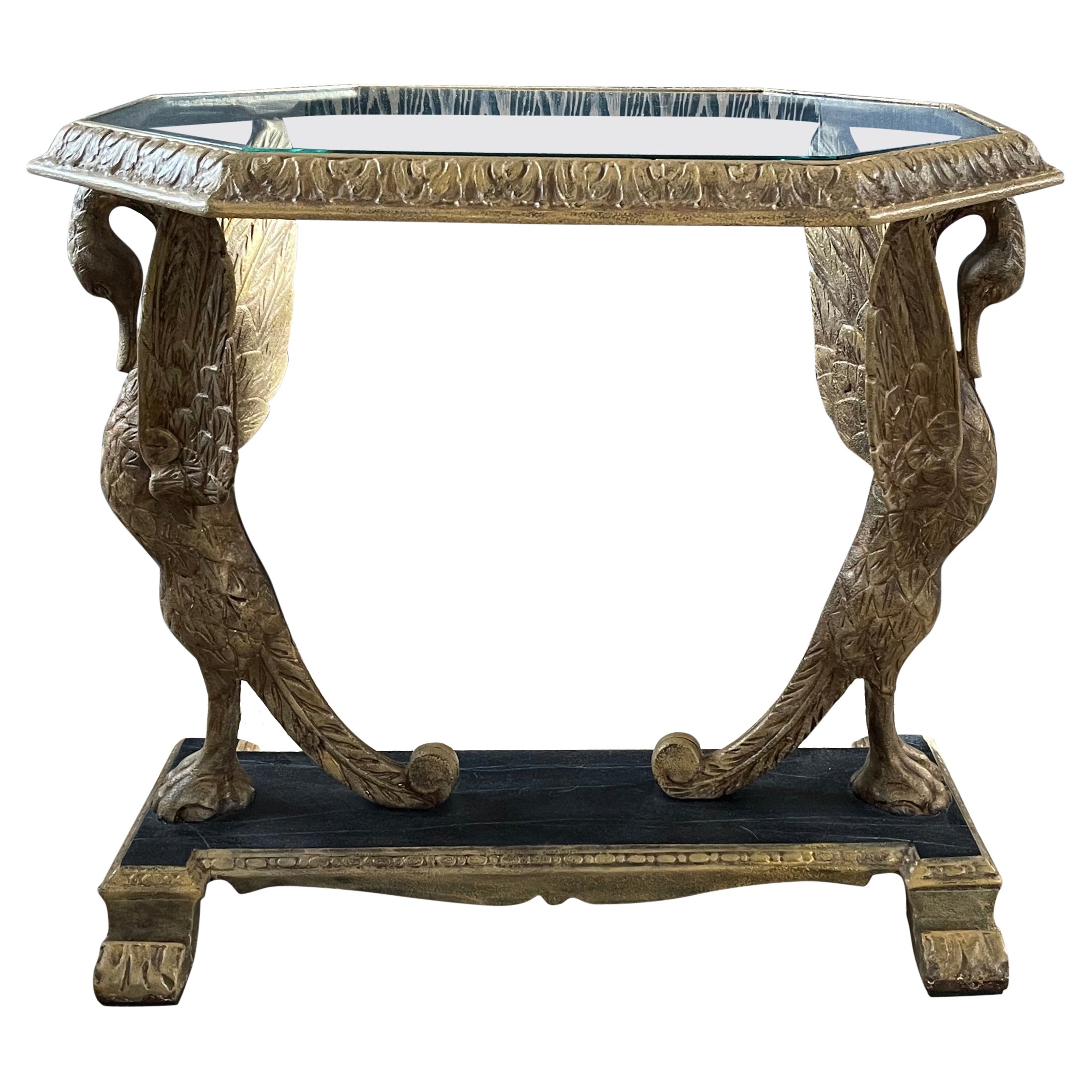 Neoclassical Gilt Iron Swan Table For Sale