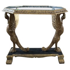 Antique Neoclassical Gilt Iron Swan Table