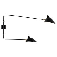 Serge Mouille 'Applique Deux Bras Droits Pivotants' Wall Light in Black