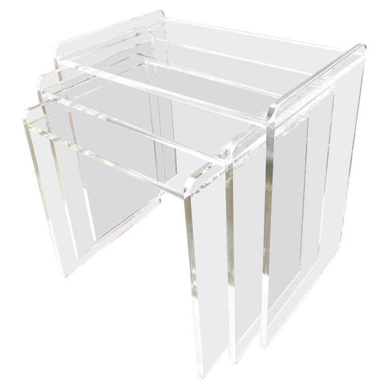 Vintage 1980s Nesting Lucite Side Tables For Sale at 1stDibs
