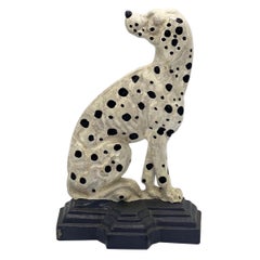 Vintage Early 20th Century English Cast Iron Dalmatian Form Doorstop