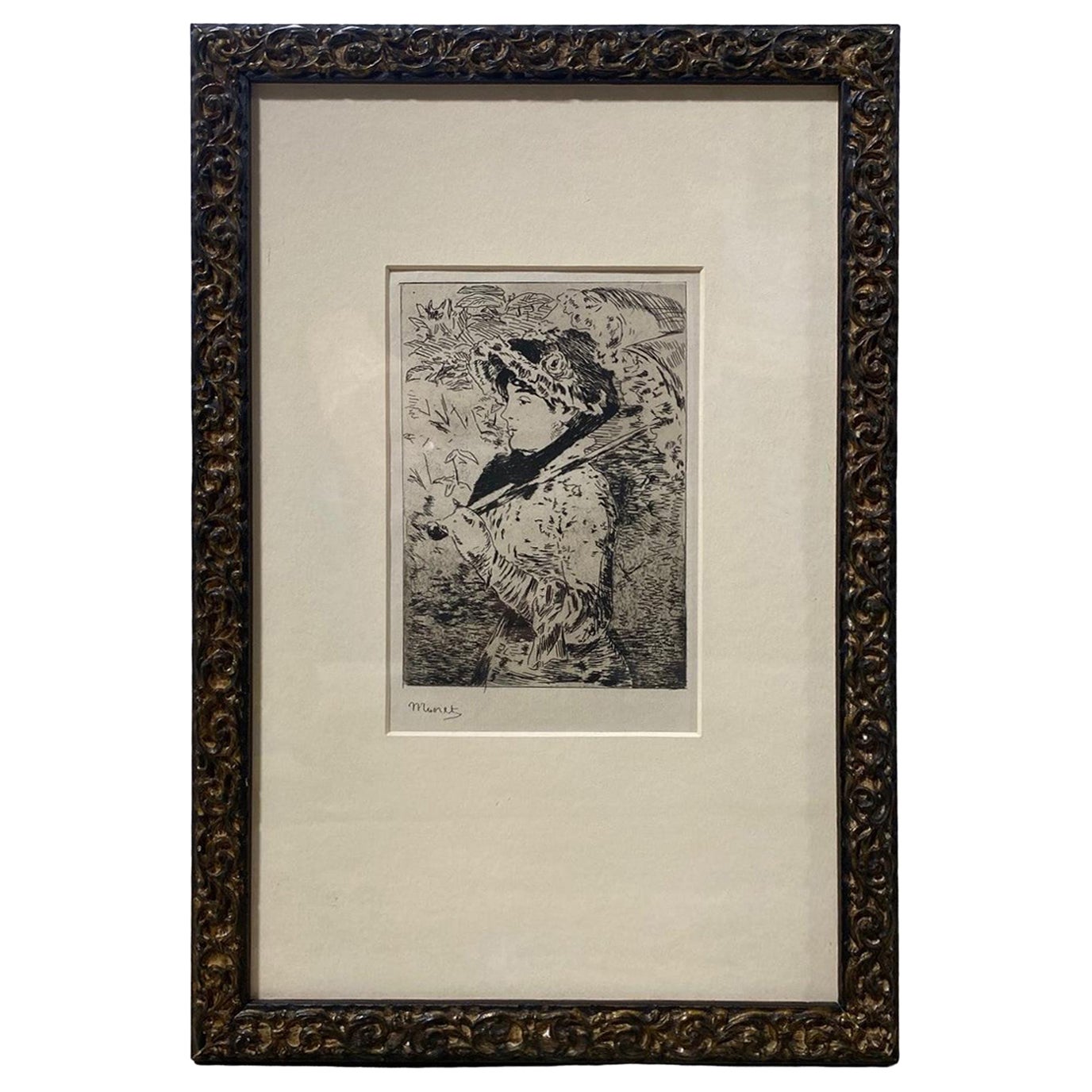Édouard Manet Signed Impressionist Aquatint Etching Jeanne 'Spring', 1882 For Sale