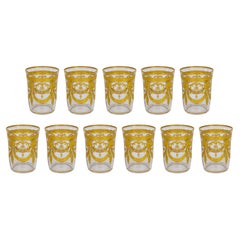 Antique Congress Style Gilt Crystal Tumblers by Saint-Louis, Set of 11