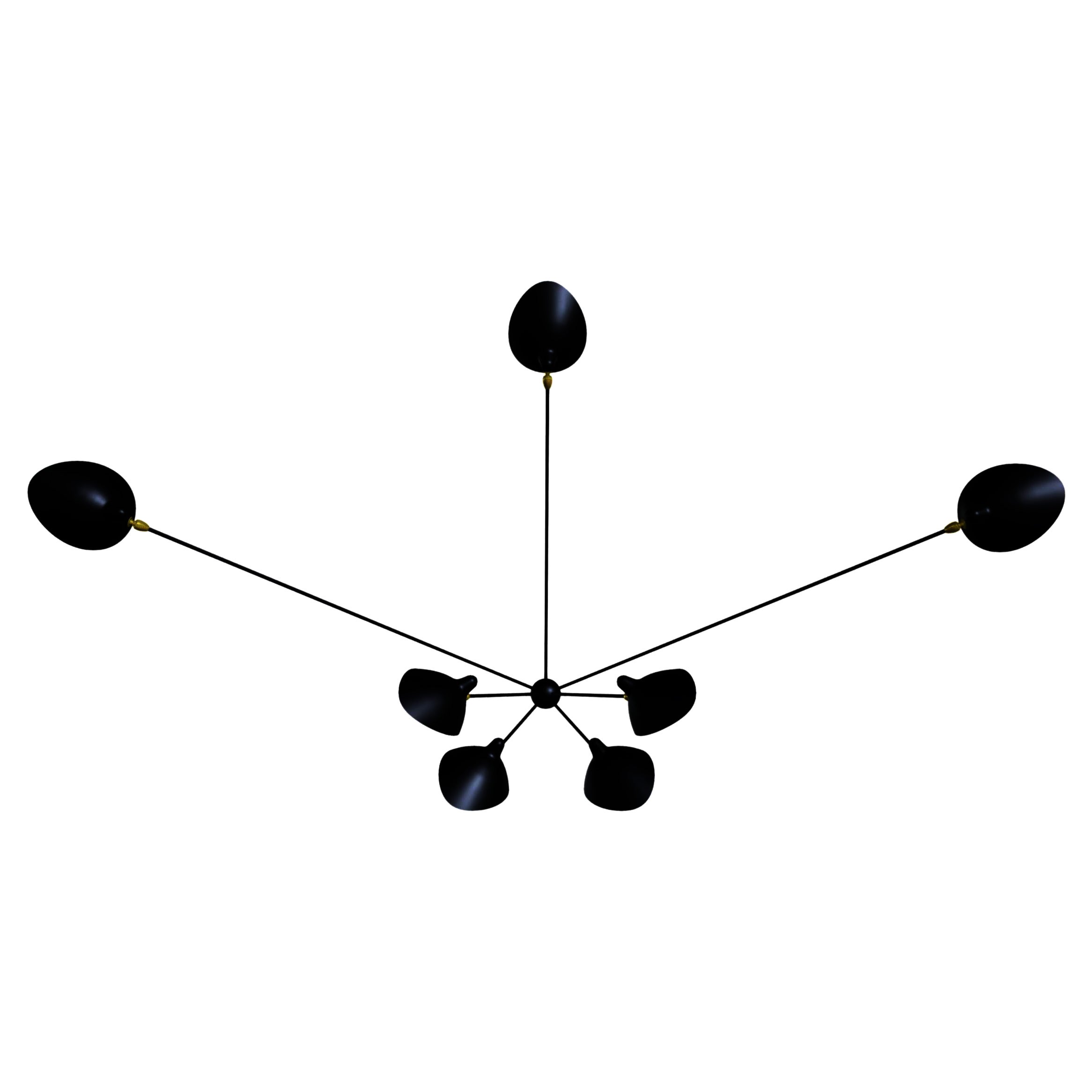 Serge Mouille 'Applique Araignée 7 Bras Fixes' Wall Light in Black