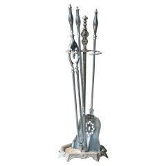 Antikes englisches georgianisches Feuergeschirr-Set aus dem 18. bis 19. Jahrhundert