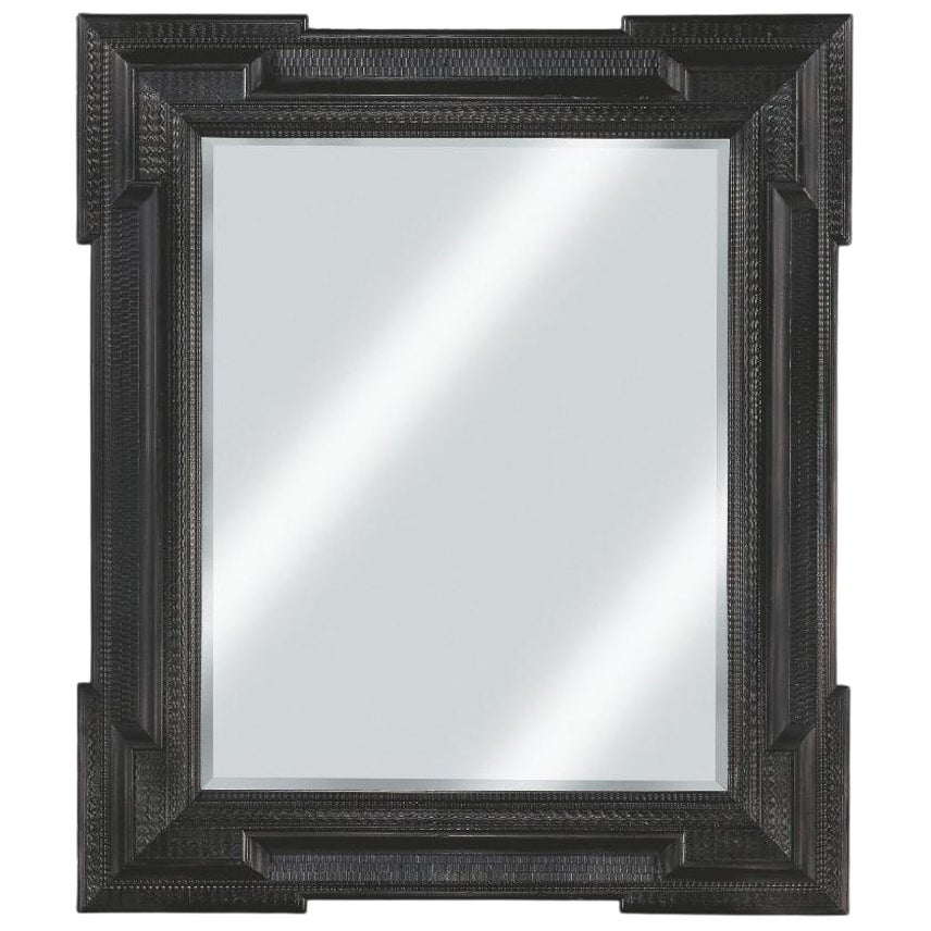 Ebonized Dutch Mirror with dutch style moldings probably from XVIIIth Century For Sale