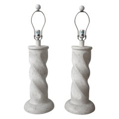 Pair of Post Modern Plaster Swirl Table Lamps