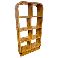 Vintage Art Deco Style Burl Walnut Etagere Shelf