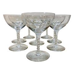 1960s Twisted Stem Glass Coupes, Set of 8