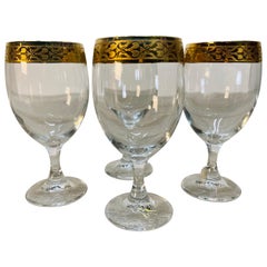 Italian Gold Rim Wine Stems, Set of 4