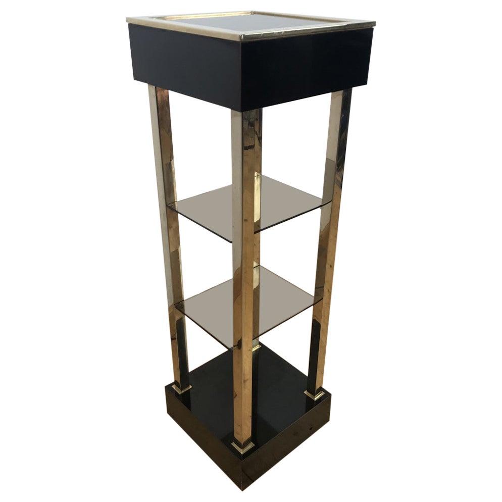 Belgo Chrome Vitrine illuminée Etagere 23kt Gold-Plated en vente