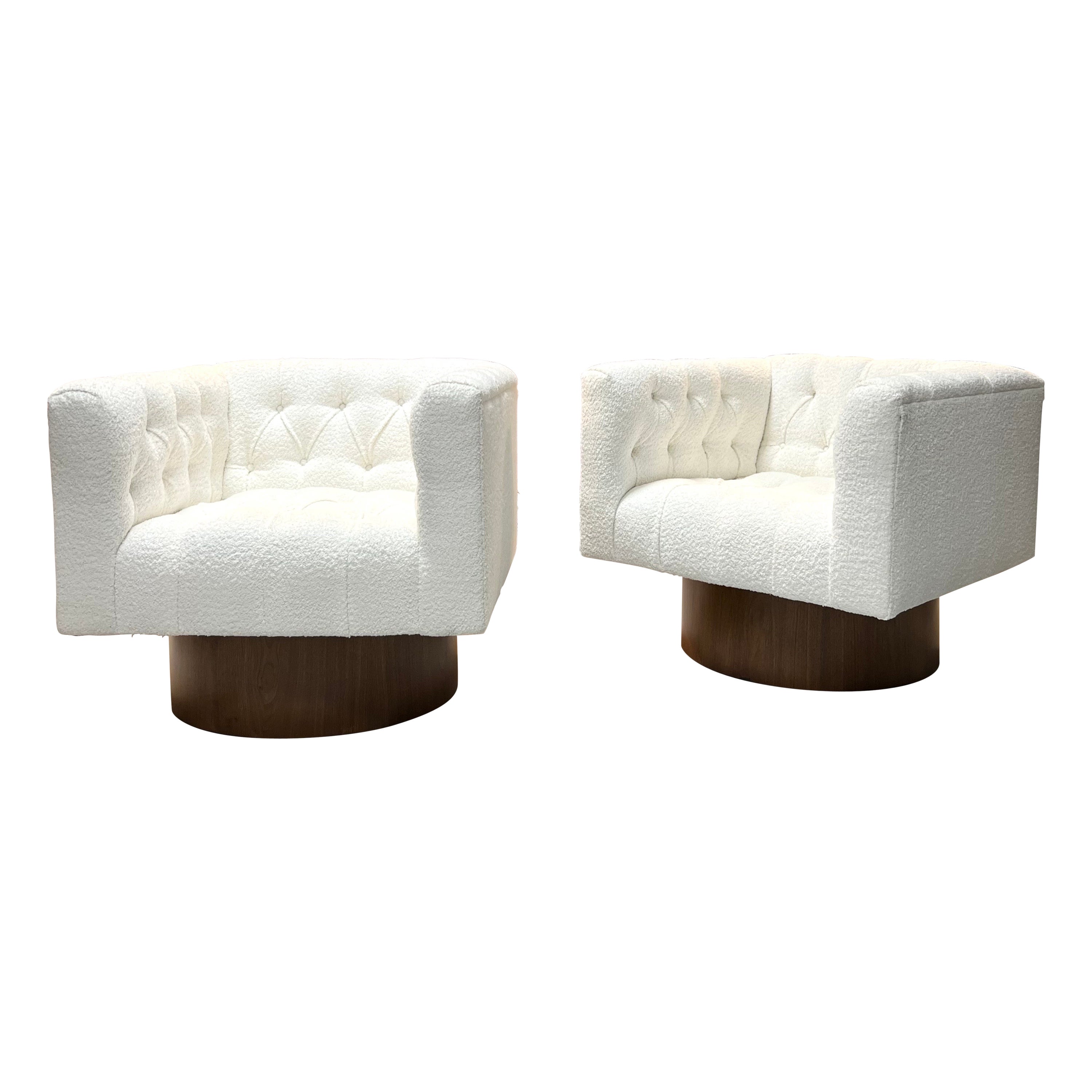 Harvey Probber Swivel Cube Club Lounge Chairs 