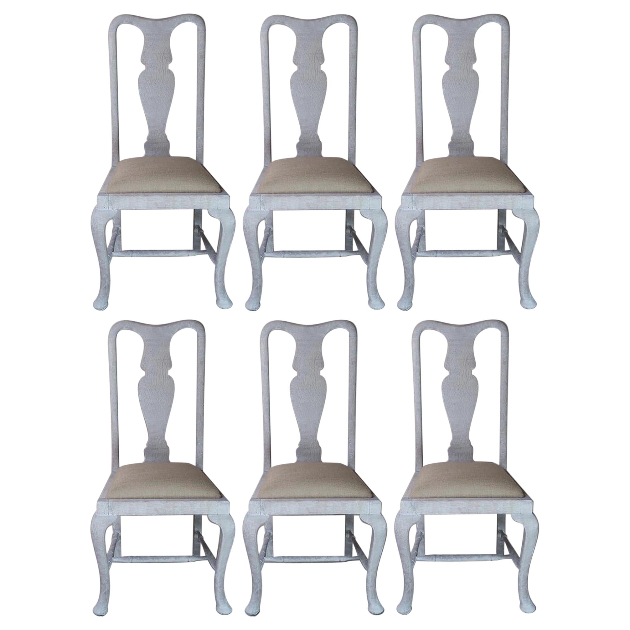  Set of 6 Antique Gustavian Style Urn Back Dining Chairs