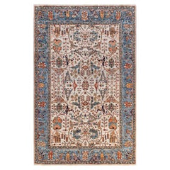 One of a Kind Hand Knotted Traditional Tribal Serapi Gray Area Rug