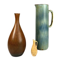 Ensemble de trois vases Carl Harry Stalhane Rörstrand Stoneware Suède, 1950s