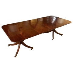 Pedestal Extendable Table in Solid Mahogany with Quadripod Legs