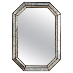 Octagonal Venetian Style Mirror with Brass Details
