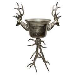 Vintage Large Silver Stag Standing Ice Bucket