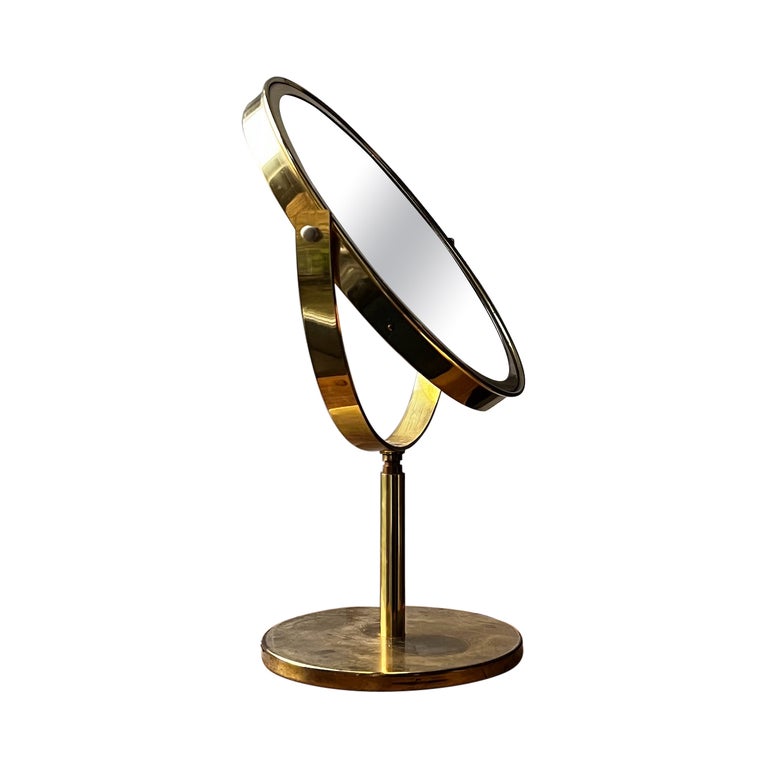 Mid20th Century Brass Table Mirror by Hans Agne Jakobsson, Sweden For