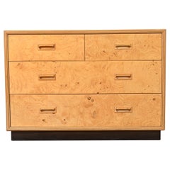 Milo Baughman Style Burl Wood Chest of Drawers by Henredon