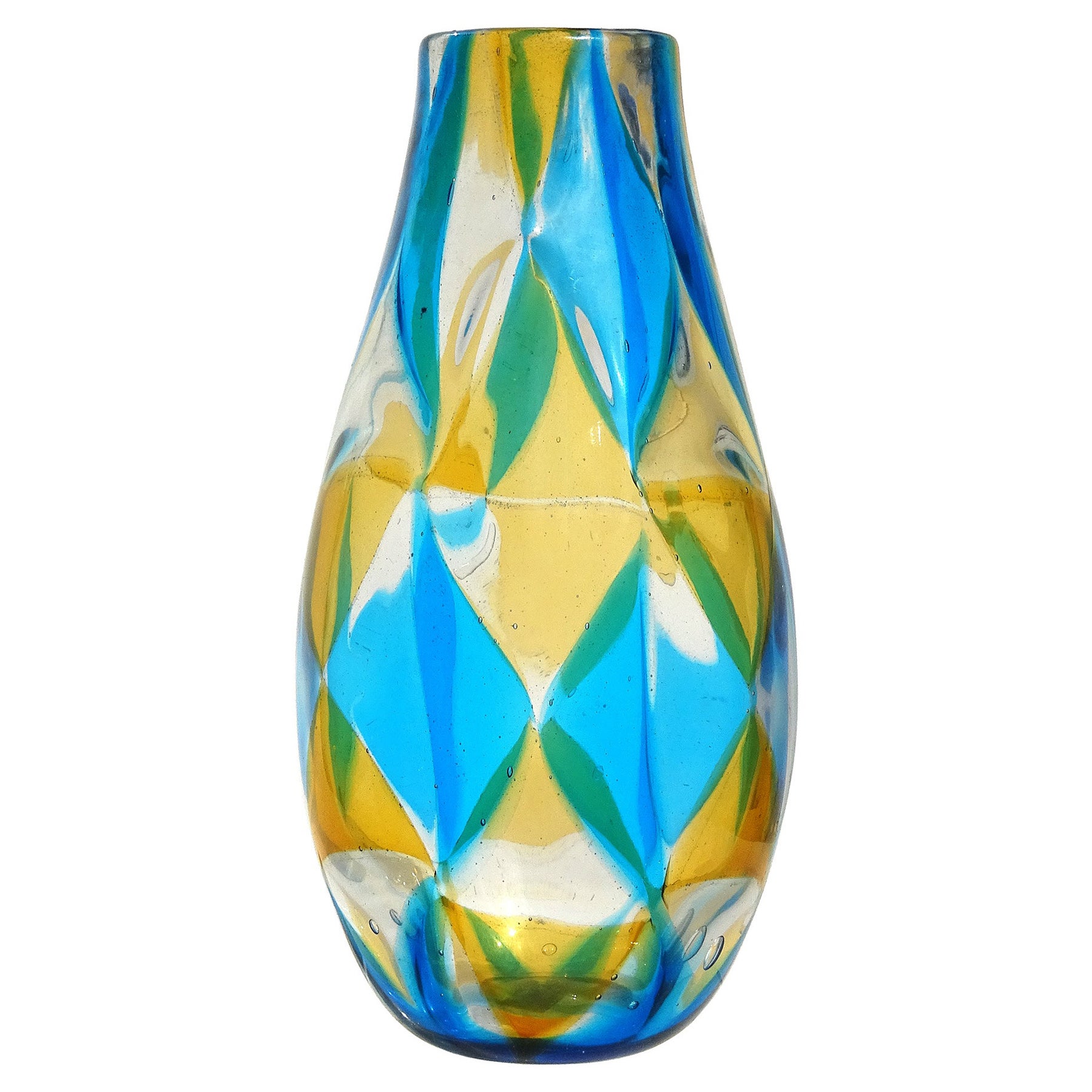 Barovier Toso Murano Intarsio Mosaic Triangle Tessere Italian Art Glass Vase