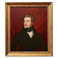 Portrait of a Handsome Regency Gentleman in Giltwood Frame