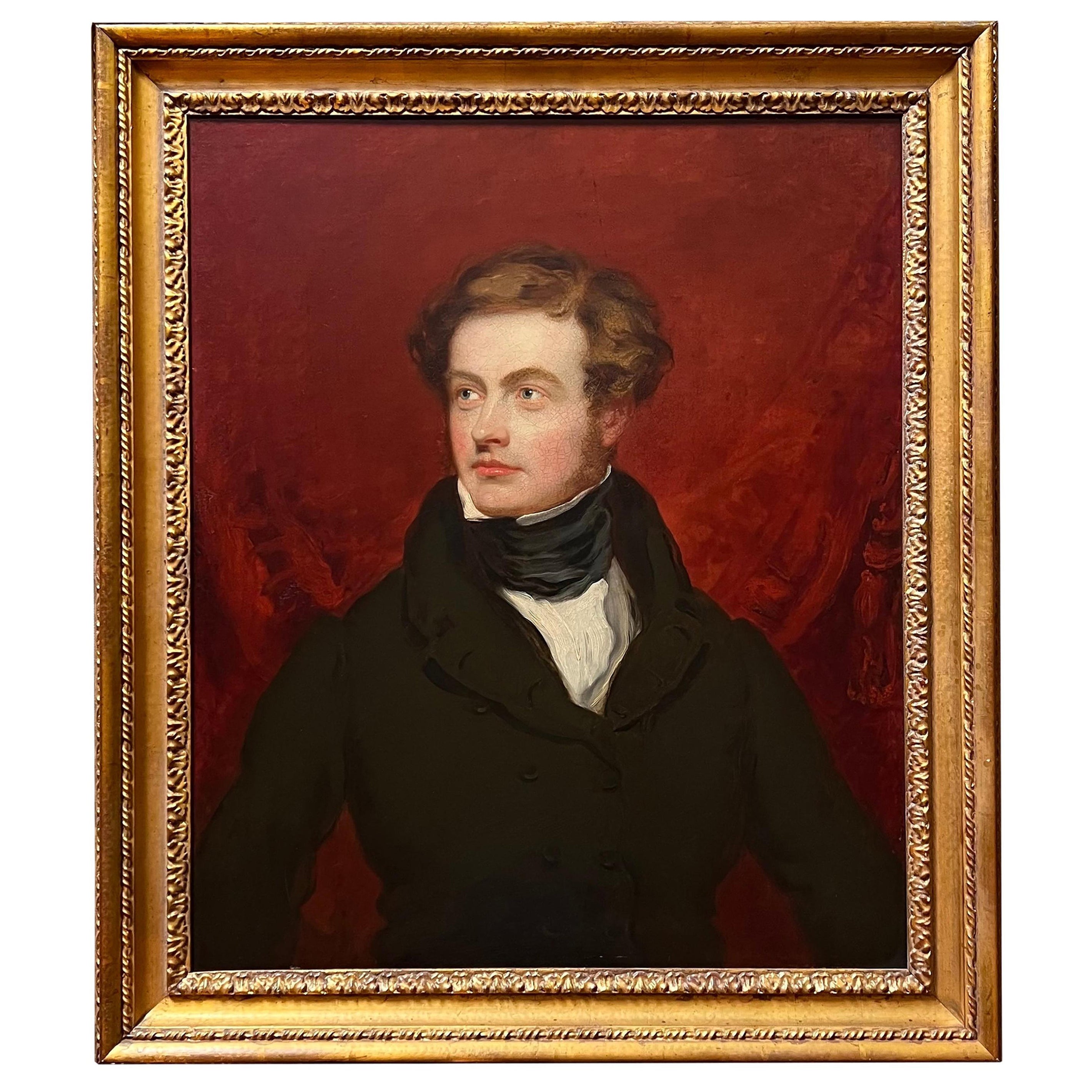 Portrait of a Handsome Regency Gentleman in Giltwood Frame For Sale