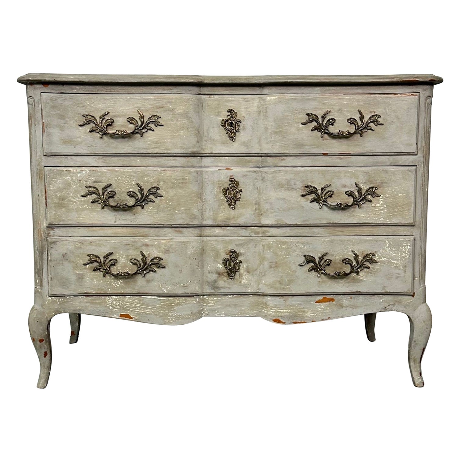 Provincial Gustavian Style Swedish Paint Decorated / Distressed Commode, Chest