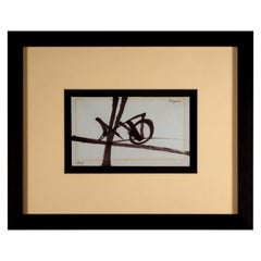Giuseppe Napoli Abstract Mid-Century Modern Signed 1964 Ink Drawing Framed