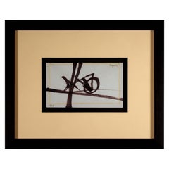 Giuseppe Napoli - Dessin abstrait moderne du milieu du siècle dernier encadré à l'encre, signé en 1964