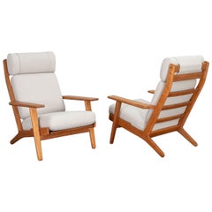 Hans J. Wegner GE290A White Oak Lounge Chairs