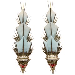 Antique Rare “CALDWELL”  monumental, historical deco sconces from the Fisher buildings