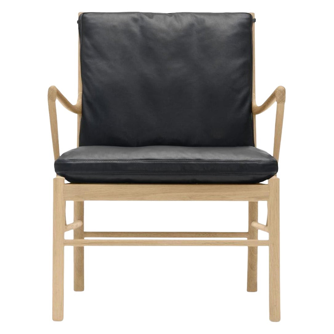 'OW149 Colonial' Chair in Oak, Black Leather and Oil for Carl Hansen & Son