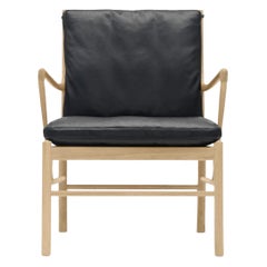 Chaise 'OW149 Coloni' en Oak, cuir noir et huile pour Carl Hansen & Son