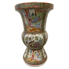 19th Century Chinese Famille Rose Medallion Gu Vase