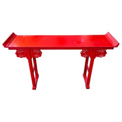 Fire Engine Red Asian Console Table