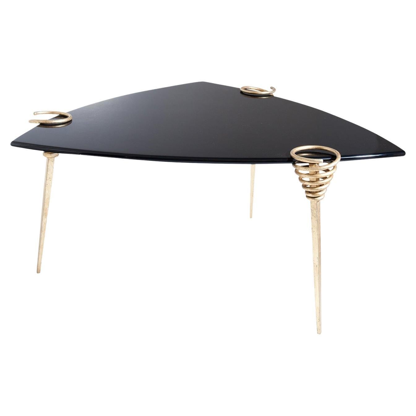 Couchtisch, Sofatisch aus schwarzem italienischem Metall des 20. Jahrhunderts im Stil von Toni Corde im Angebot