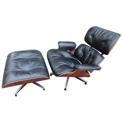 Superbe fauteuil de salon Eames en bois de rose ancien, moderne du milieu du siècle dernier