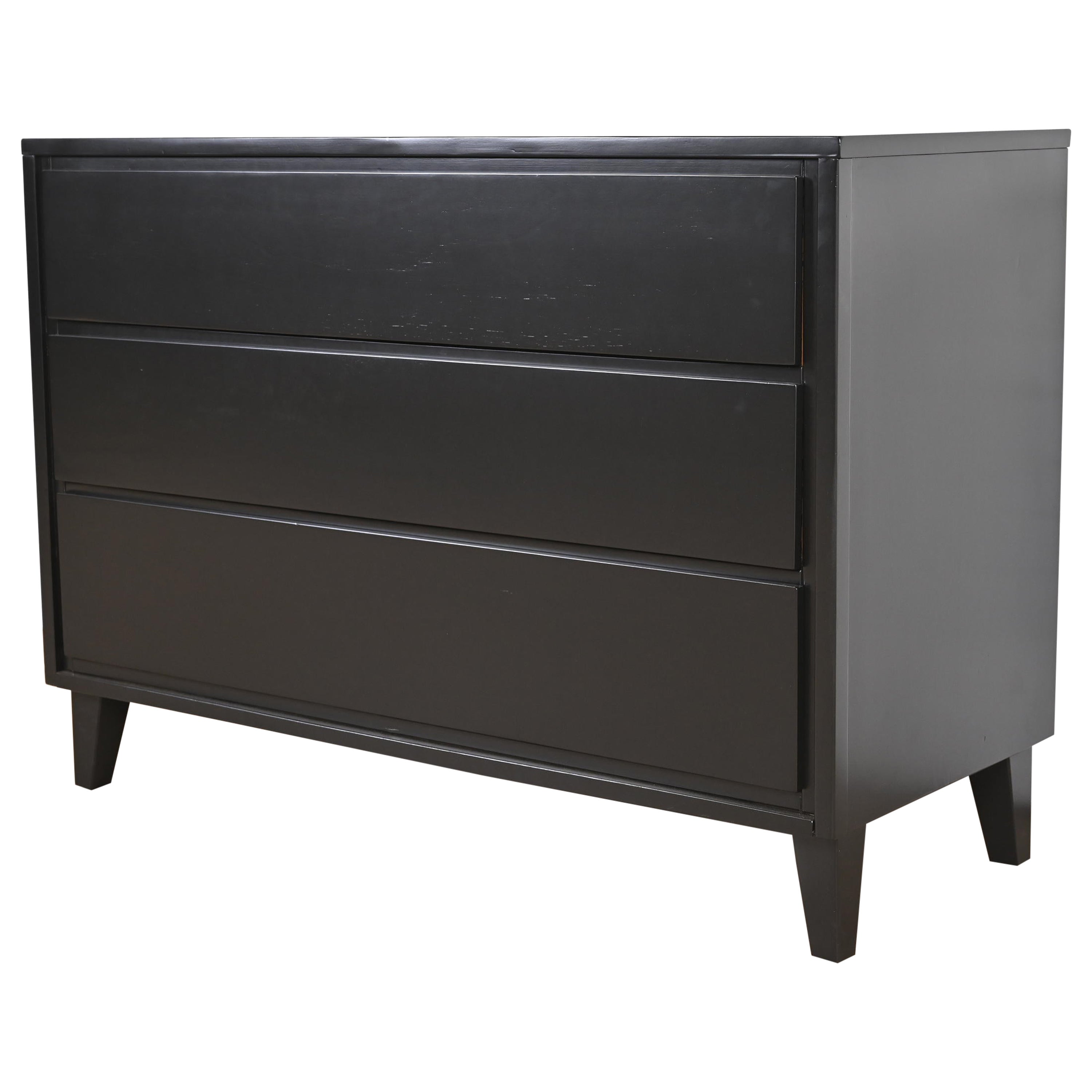 Russel Wright for Conant Ball American Modern Black Lacquered Chest of Drawers For Sale