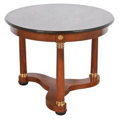 Vintage Baker Furniture French Empire Cherry Wood, Brass, and Ebonized Center Table