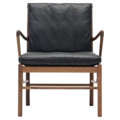 Stuhl „OW149 Colonial“ aus Nussbaumholz, schwarzem Leder und Öl für Carl Hansen & Son