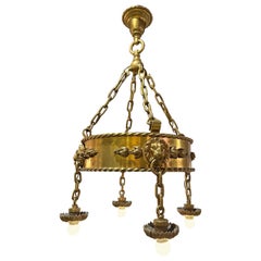 E.F. Caldwell Important Bronze Chandelier, Two Available