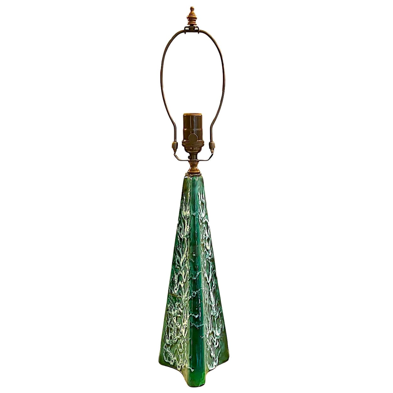 Green Porcelain Seafoam Lamp For Sale