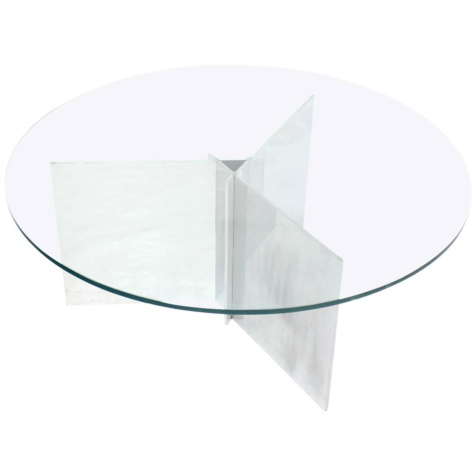 Paul Mayen for Habitat Triangular Base Round Glass Top Coffee Table
