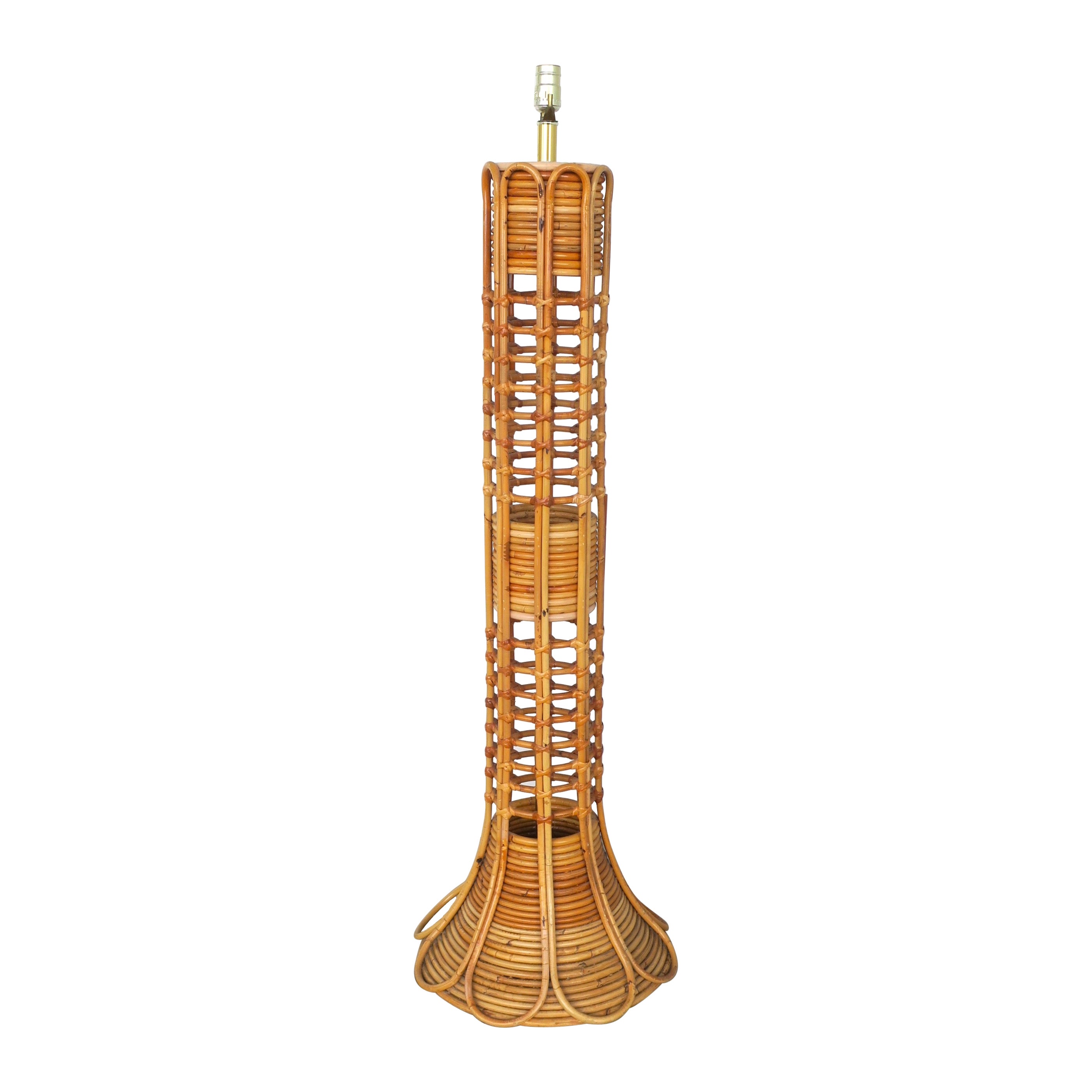 Wicker Floor Lamp in the Crespi Albini Style For Sale