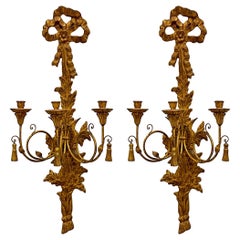 Italian Chinese Chippendale Style Carved Giltwood Decorative Crafts Sconces, 2